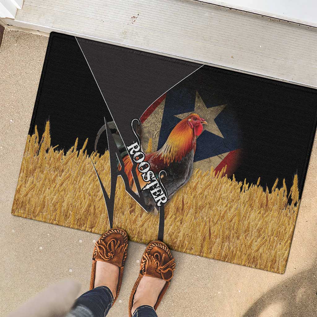 Puerto Rico Rooster Rubber Doormat Gallo Boricua