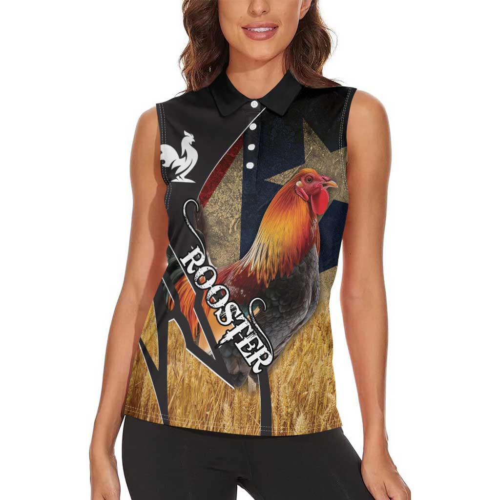 Puerto Rico Rooster Women Sleeveless Polo Shirt Gallo Boricua - Wonder Print Shop