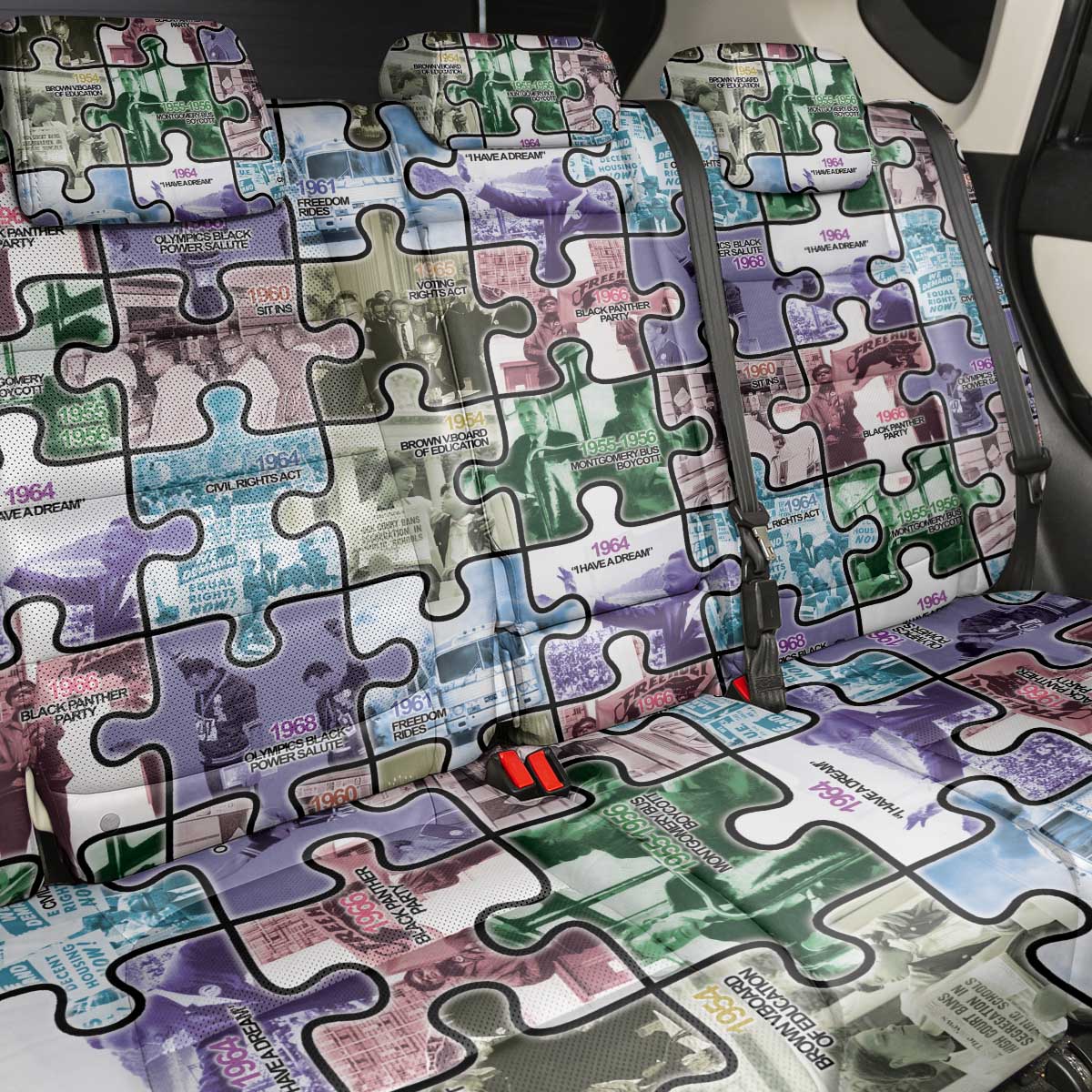 The Civil Rights Journey in Puzzle Back Car Seat Cover African American