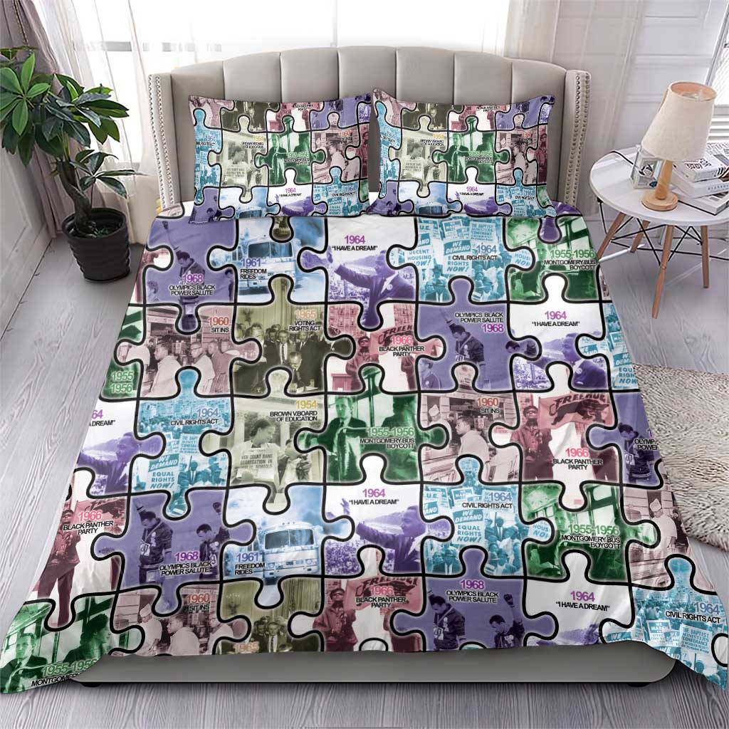 The Civil Rights Journey in Puzzle Bedding Set African American