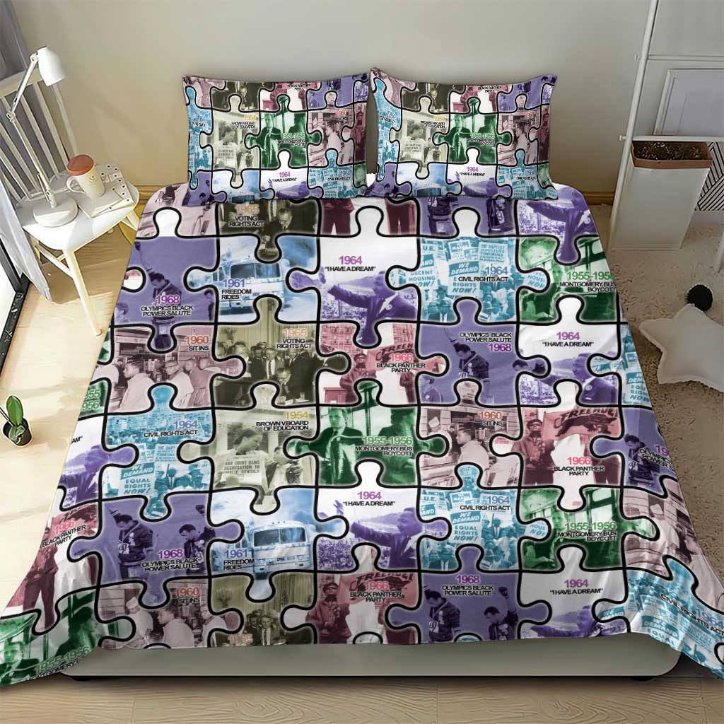 The Civil Rights Journey in Puzzle Bedding Set African American