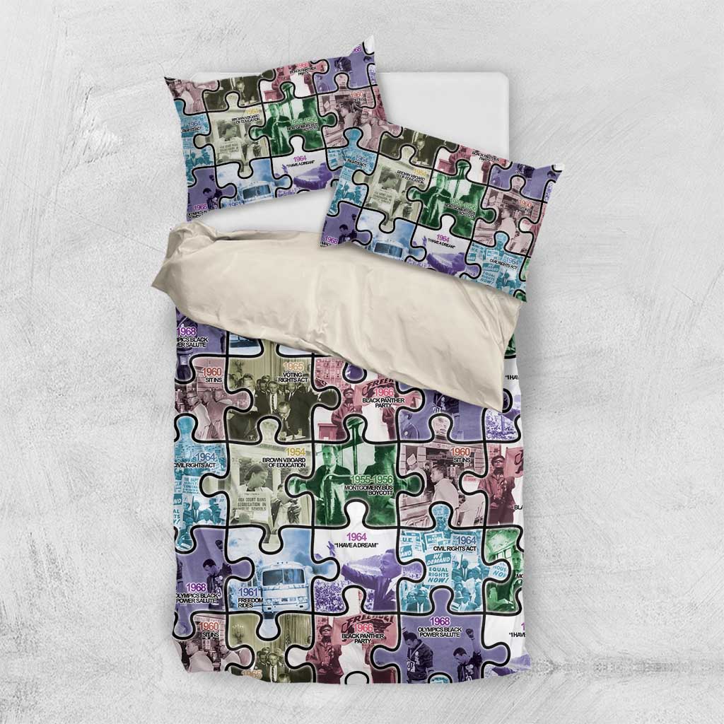 The Civil Rights Journey in Puzzle Bedding Set African American