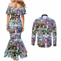 The Civil Rights Journey in Puzzle Couples Matching Mermaid Dress and Long Sleeve Button Shirt African American