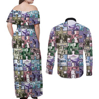 The Civil Rights Journey in Puzzle Couples Matching Off Shoulder Maxi Dress and Long Sleeve Button Shirt African American