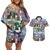 The Civil Rights Journey in Puzzle Couples Matching Off Shoulder Short Dress and Hawaiian Shirt African American