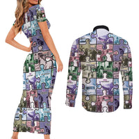The Civil Rights Journey in Puzzle Couples Matching Short Sleeve Bodycon Dress and Long Sleeve Button Shirt African American