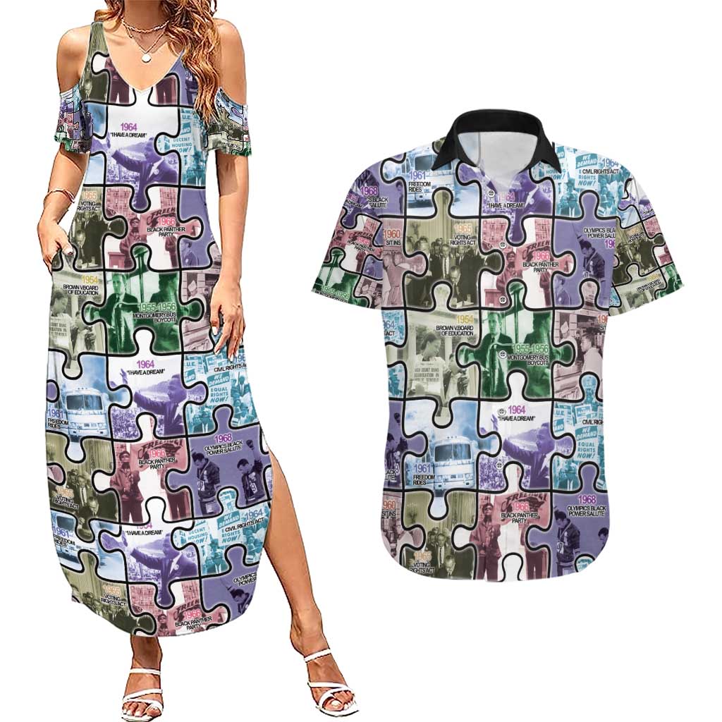 The Civil Rights Journey in Puzzle Couples Matching Summer Maxi Dress and Hawaiian Shirt African American