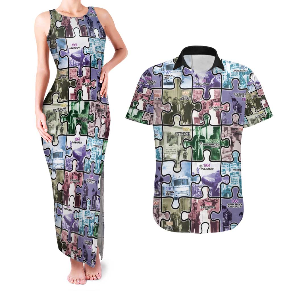 The Civil Rights Journey in Puzzle Couples Matching Tank Maxi Dress and Hawaiian Shirt African American