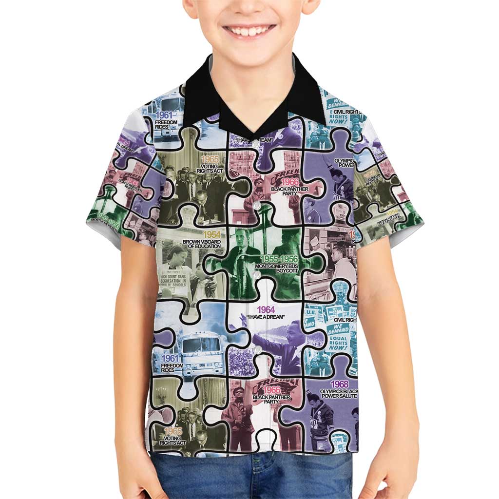 The Civil Rights Journey in Puzzle Family Matching Off Shoulder Maxi Dress and Hawaiian Shirt African American