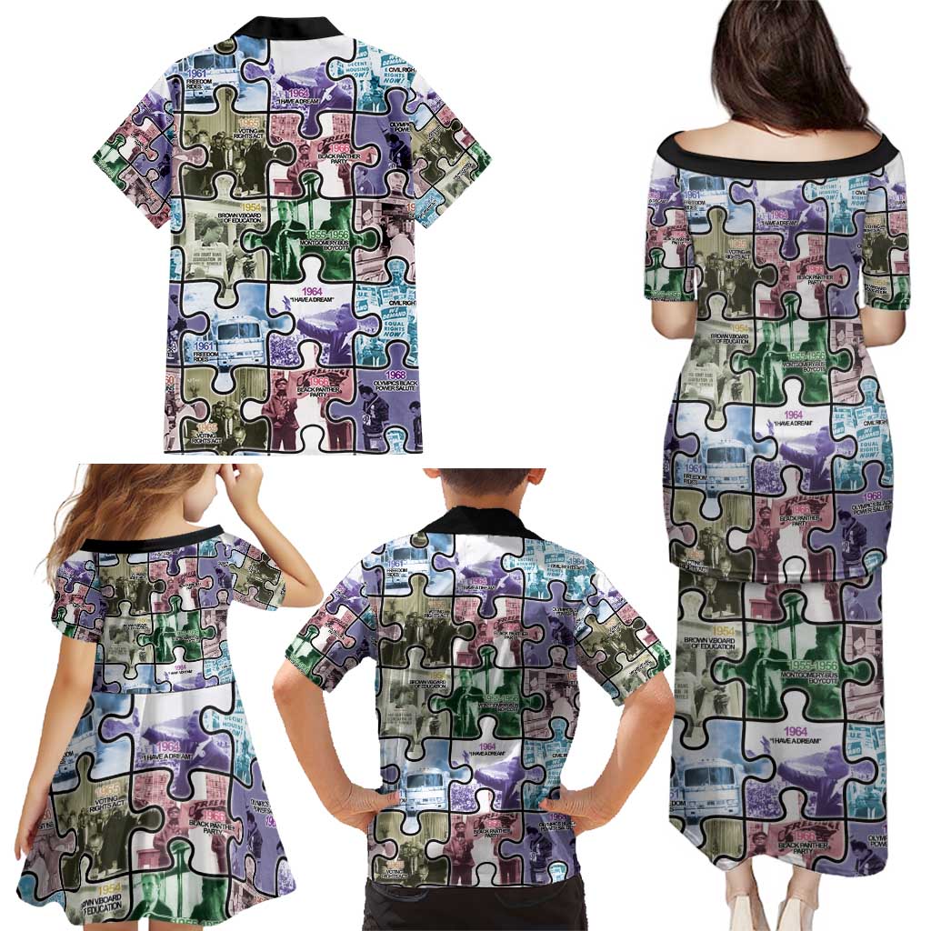 The Civil Rights Journey in Puzzle Family Matching Puletasi and Hawaiian Shirt African American