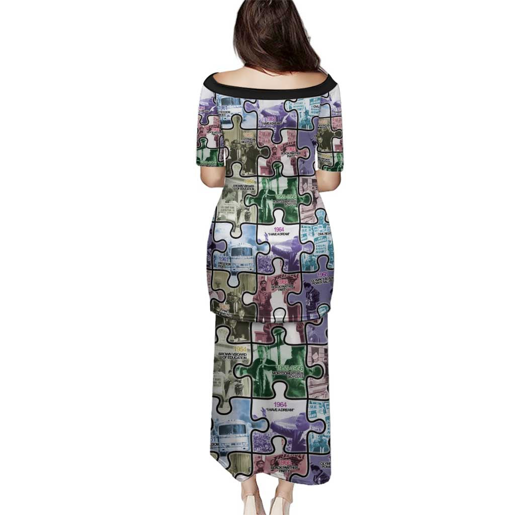 The Civil Rights Journey in Puzzle Family Matching Puletasi and Hawaiian Shirt African American