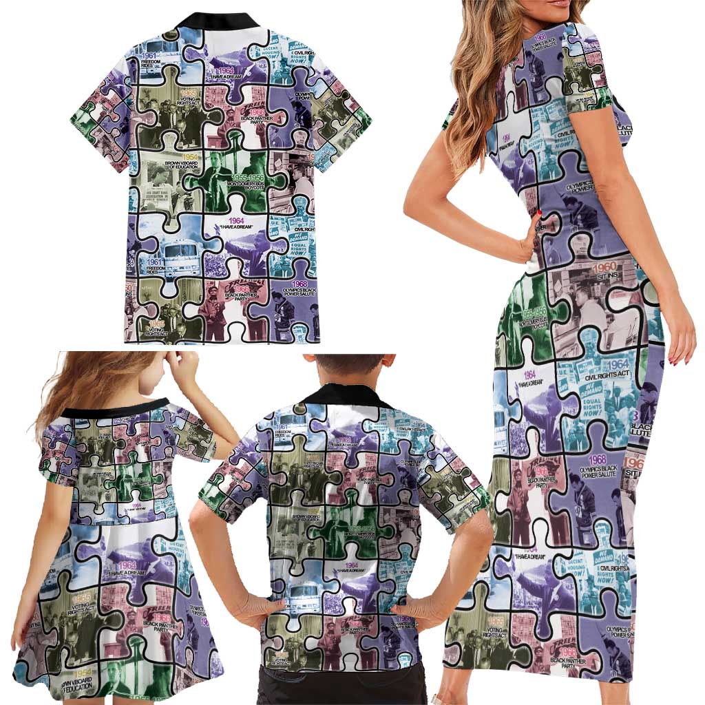 The Civil Rights Journey in Puzzle Family Matching Short Sleeve Bodycon Dress and Hawaiian Shirt African American