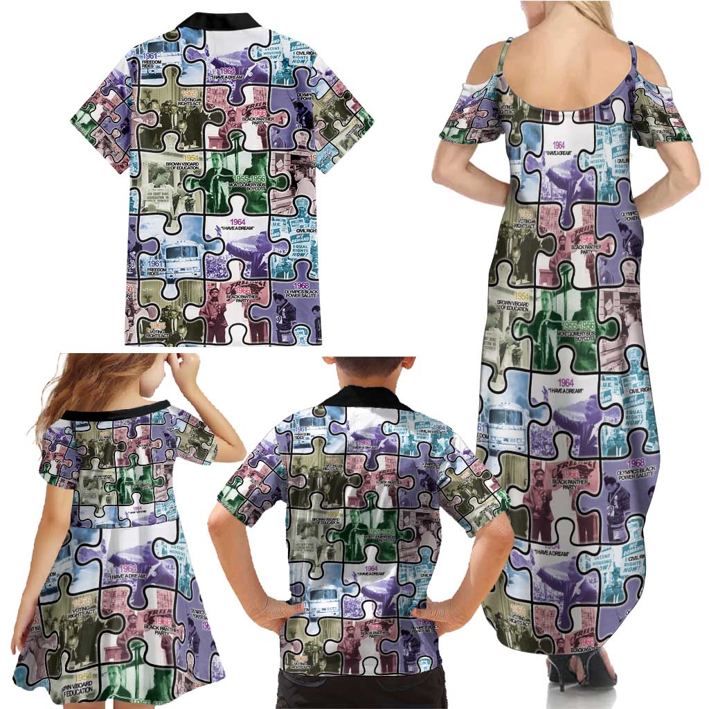 The Civil Rights Journey in Puzzle Family Matching Summer Maxi Dress and Hawaiian Shirt African American
