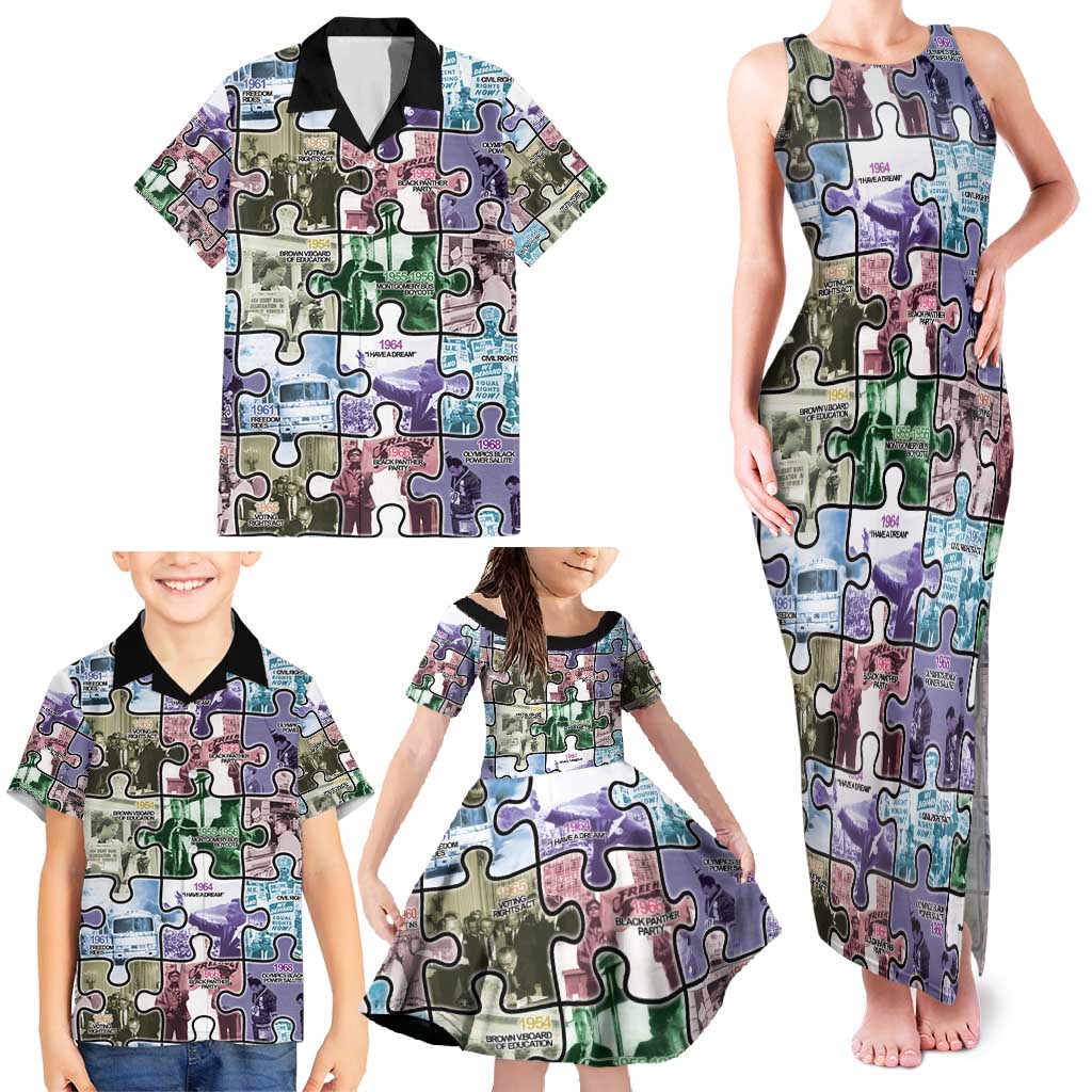 The Civil Rights Journey in Puzzle Family Matching Tank Maxi Dress and Hawaiian Shirt African American