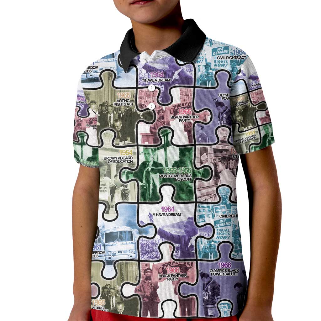 The Civil Rights Journey in Puzzle Kid Polo Shirt African American