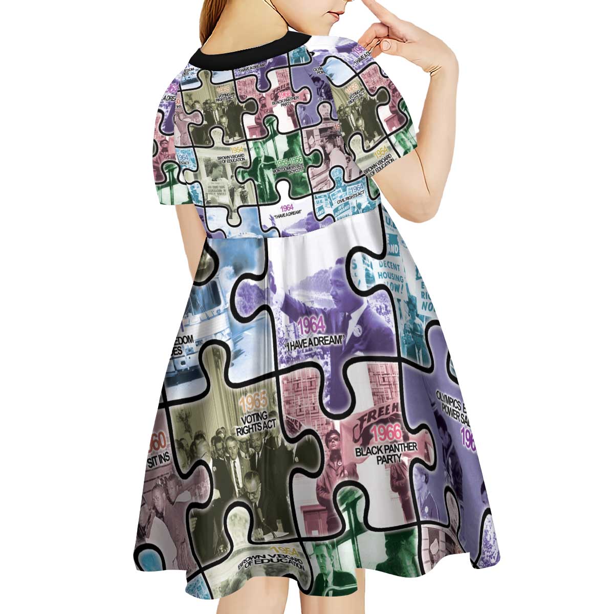 The Civil Rights Journey in Puzzle Kid Short Sleeve Dress African American