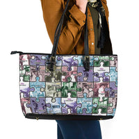 The Civil Rights Journey in Puzzle Leather Tote Bag African American