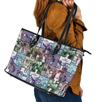 The Civil Rights Journey in Puzzle Leather Tote Bag African American
