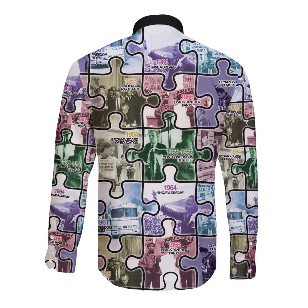 The Civil Rights Journey in Puzzle Long Sleeve Button Shirt African American