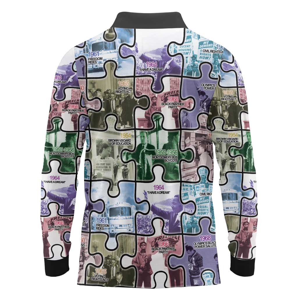 The Civil Rights Journey in Puzzle Long Sleeve Polo Shirt African American