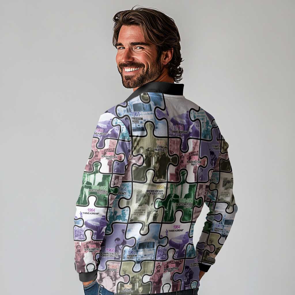 The Civil Rights Journey in Puzzle Long Sleeve Polo Shirt African American