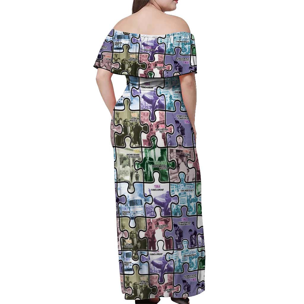 The Civil Rights Journey in Puzzle Off Shoulder Maxi Dress African American