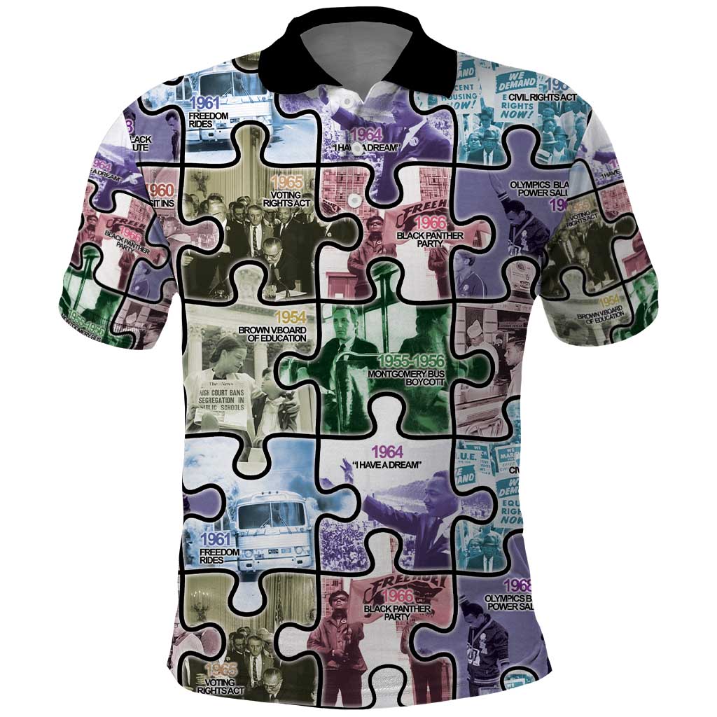 The Civil Rights Journey in Puzzle Polo Shirt African American