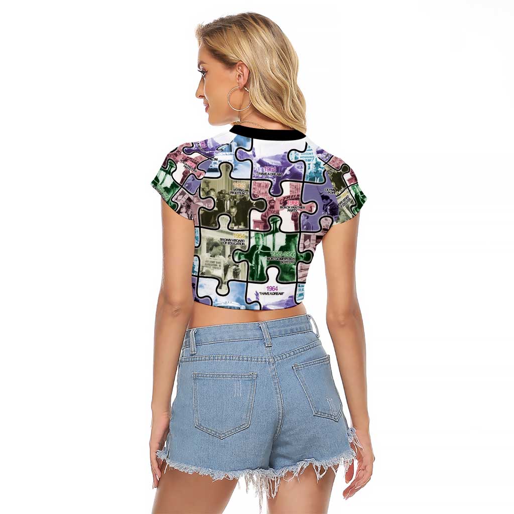The Civil Rights Journey in Puzzle Raglan Cropped T Shirt African American