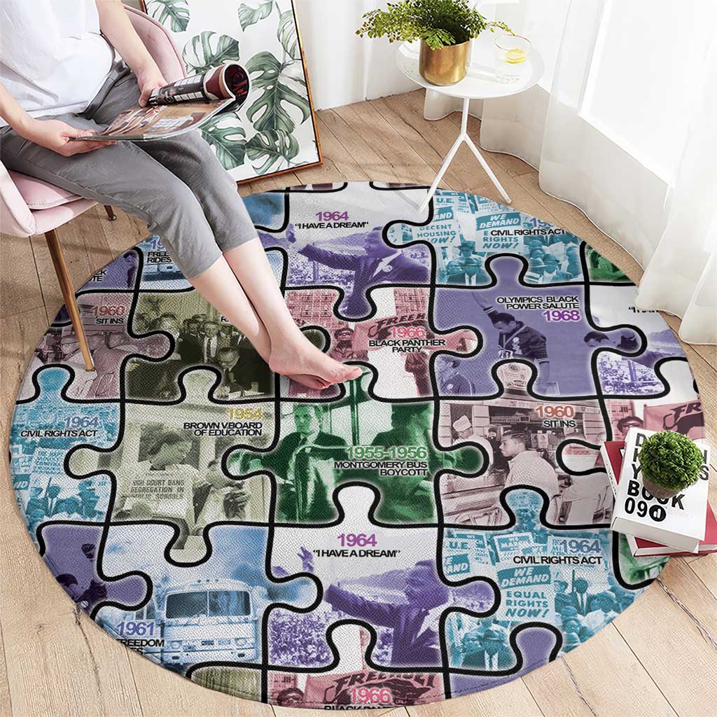 The Civil Rights Journey in Puzzle Round Carpet African American