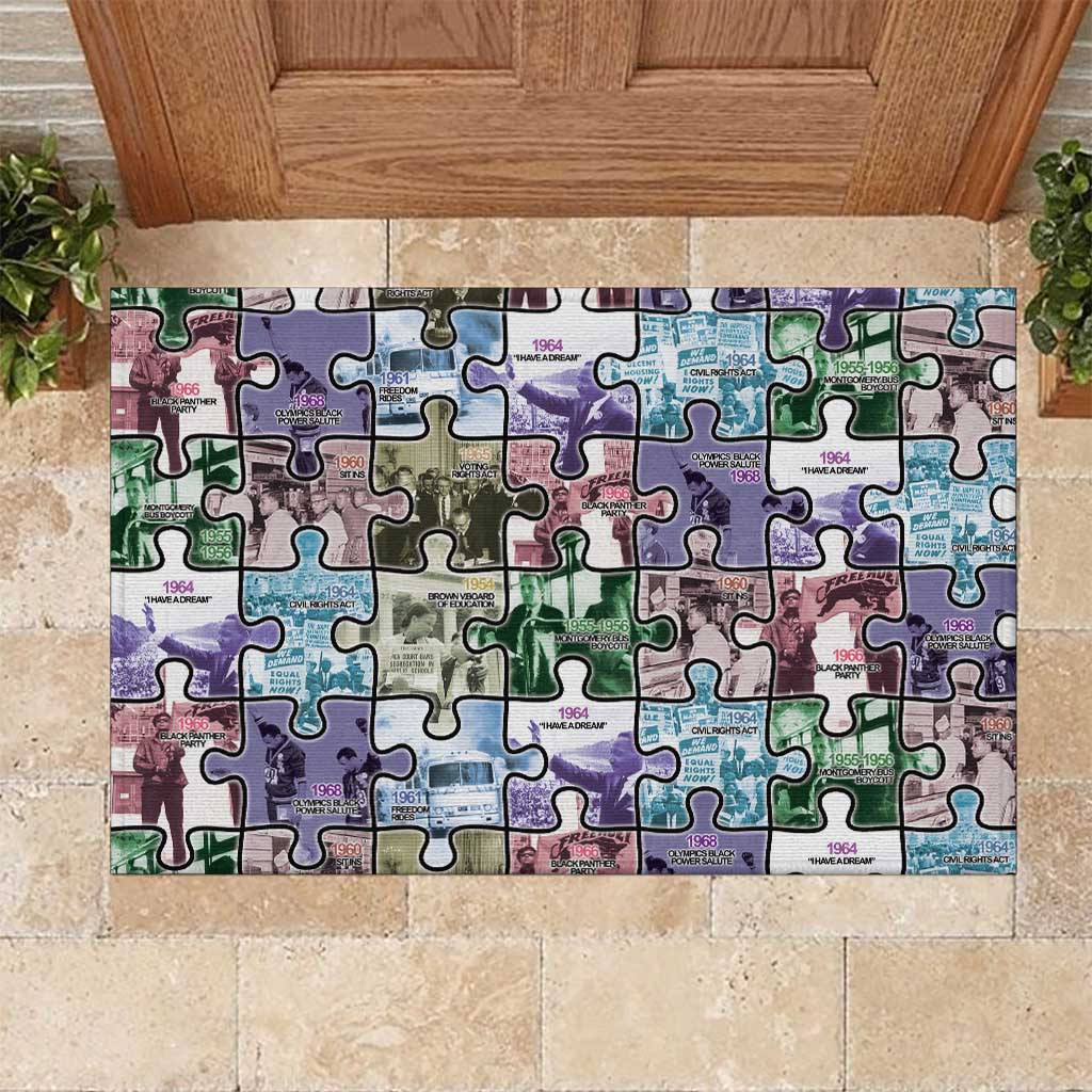 The Civil Rights Journey in Puzzle Rubber Doormat African American