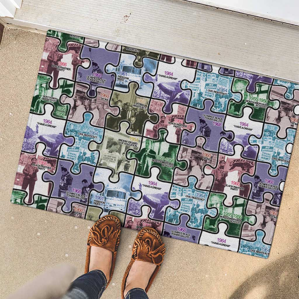 The Civil Rights Journey in Puzzle Rubber Doormat African American