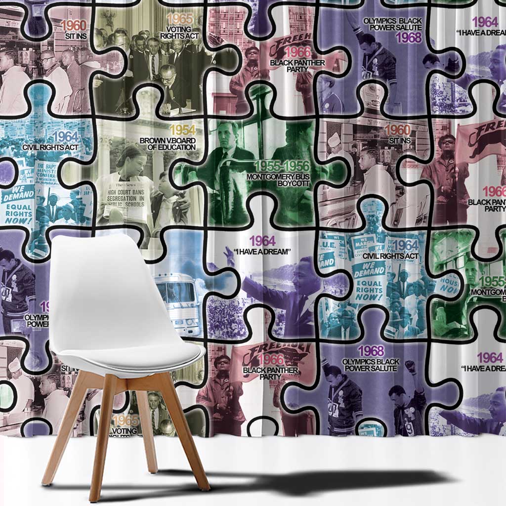 The Civil Rights Journey in Puzzle Window Curtain African American