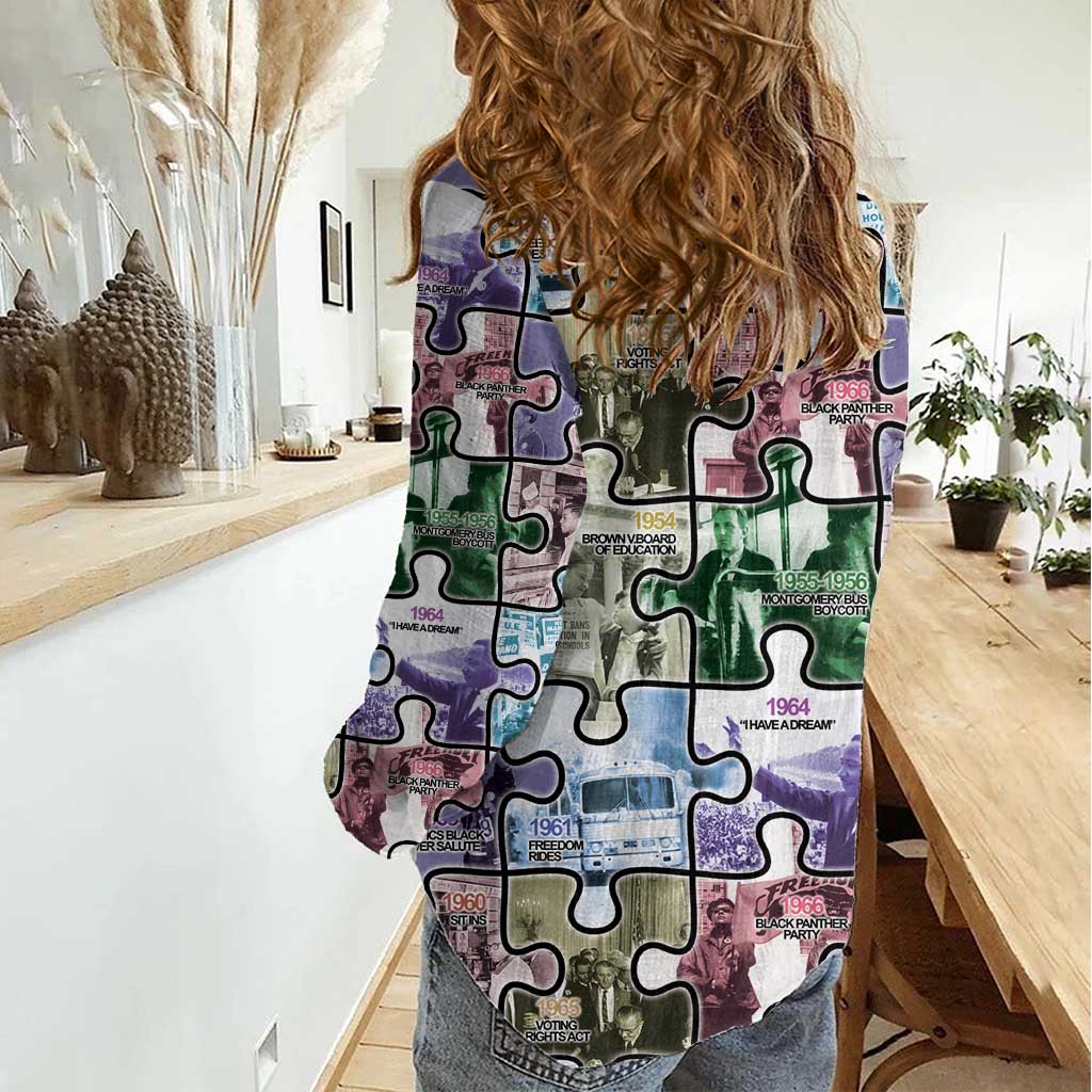 The Civil Rights Journey in Puzzle Women Casual Shirt African American