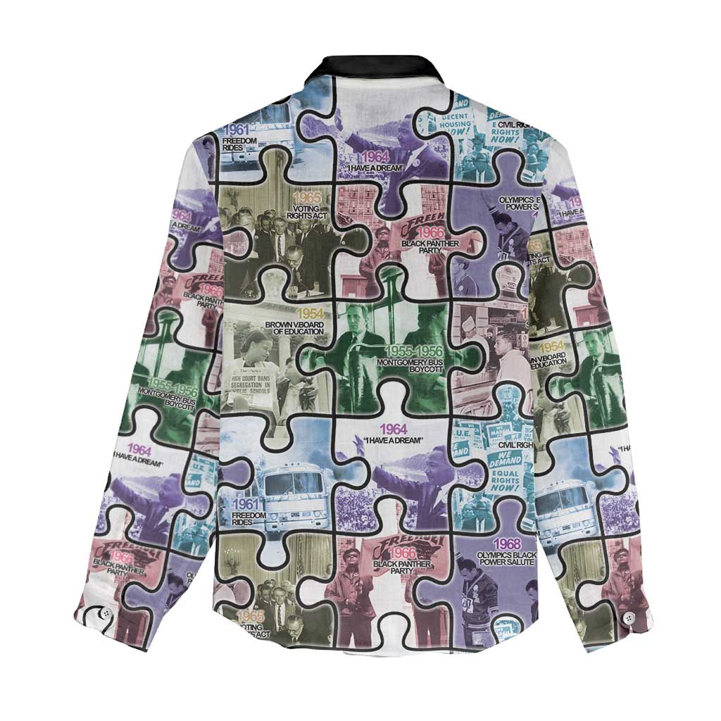 The Civil Rights Journey in Puzzle Women Casual Shirt African American