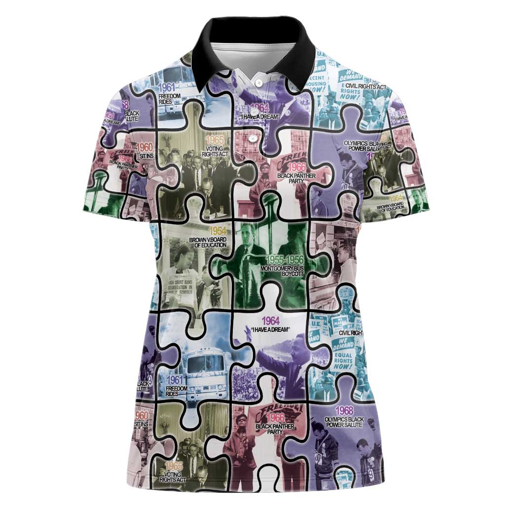 The Civil Rights Journey in Puzzle Women Polo Shirt African American