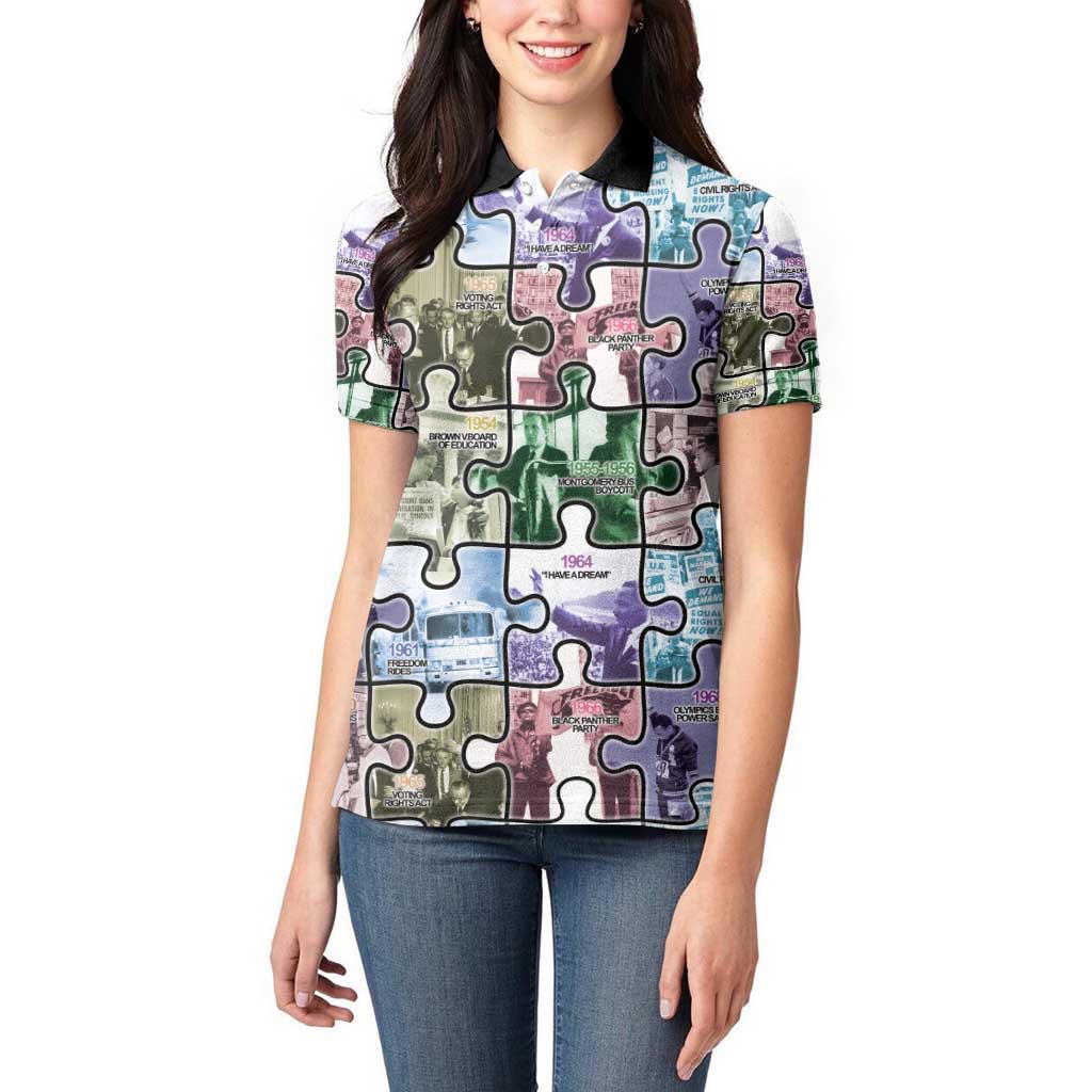 The Civil Rights Journey in Puzzle Women Polo Shirt African American