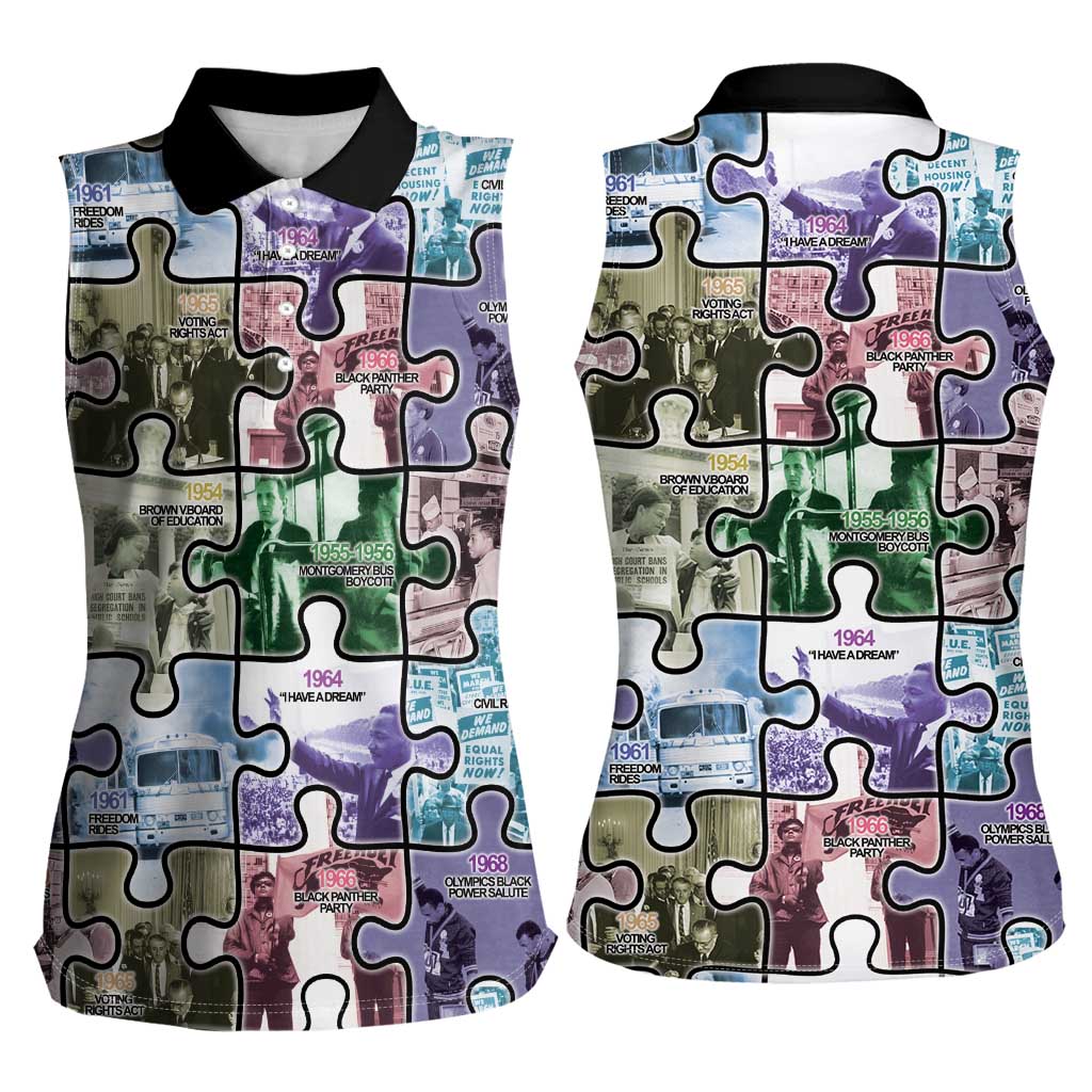The Civil Rights Journey in Puzzle Women Sleeveless Polo Shirt African American
