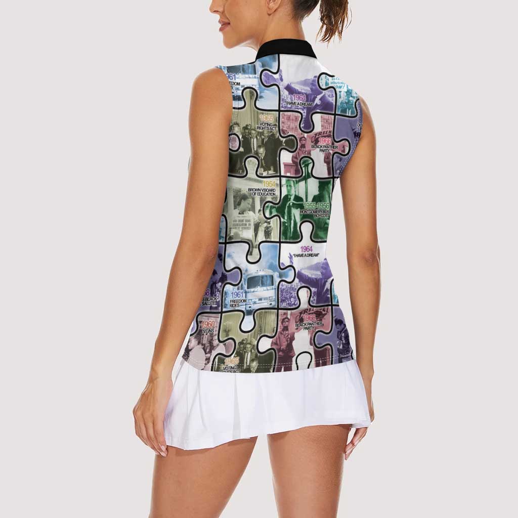 The Civil Rights Journey in Puzzle Women Sleeveless Polo Shirt African American