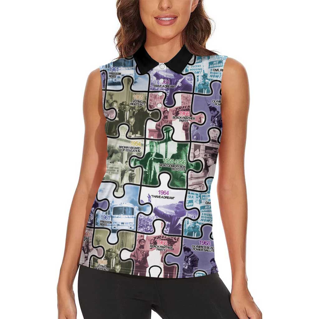 The Civil Rights Journey in Puzzle Women Sleeveless Polo Shirt African American