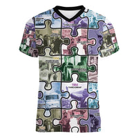 The Civil Rights Journey in Puzzle Women V-Neck T-Shirt African American