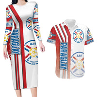 Paraguay Football Couples Matching Long Sleeve Bodycon Dress and Hawaiian Shirt La Albirroja Soccer - Road To Champion