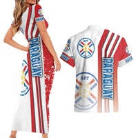 Paraguay Football Couples Matching Short Sleeve Bodycon Dress and Hawaiian Shirt La Albirroja Soccer - Road To Champion