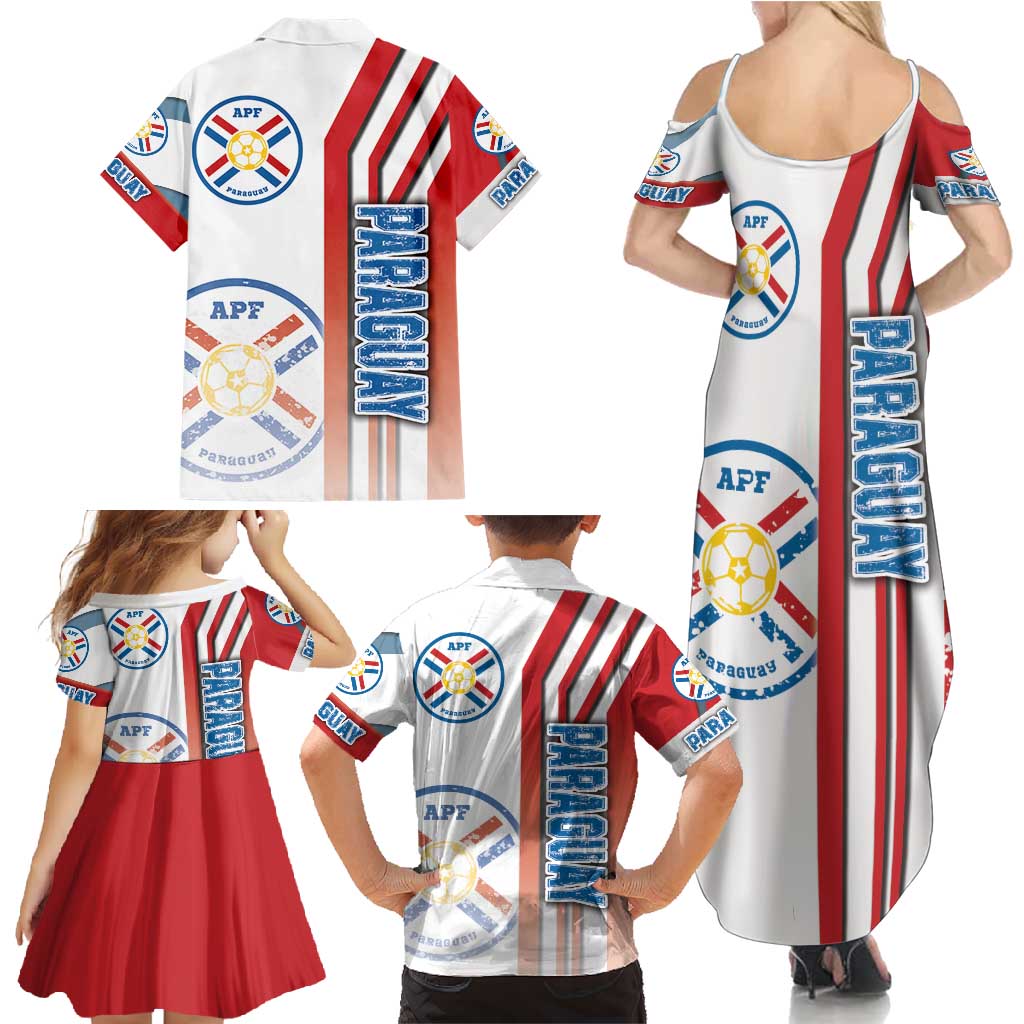 Paraguay Football Family Matching Summer Maxi Dress and Hawaiian Shirt La Albirroja Soccer - Road To Champion
