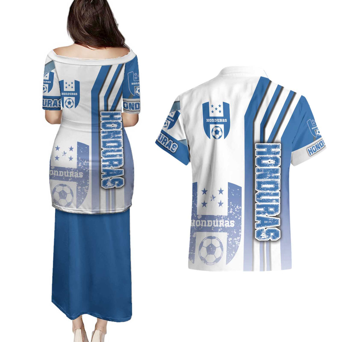 Honduras Football Couples Matching Puletasi and Hawaiian Shirt Los Catrachos Soccer - Road To Champion