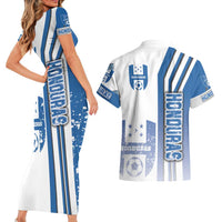 Honduras Football Couples Matching Short Sleeve Bodycon Dress and Hawaiian Shirt Los Catrachos Soccer - Road To Champion