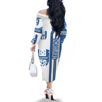 Honduras Football Family Matching Off The Shoulder Long Sleeve Dress and Hawaiian Shirt Los Catrachos Soccer - Road To Champion