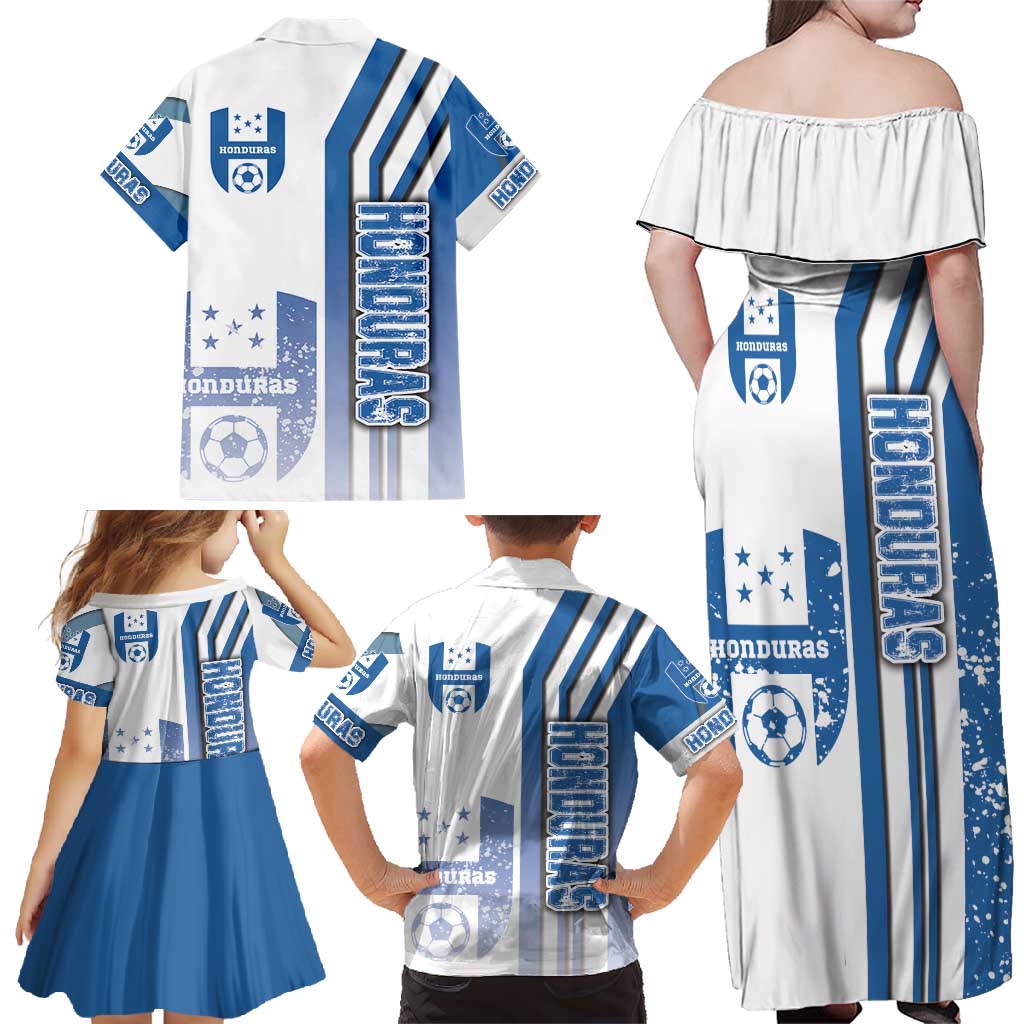 Honduras Football Family Matching Off Shoulder Maxi Dress and Hawaiian Shirt Los Catrachos Soccer - Road To Champion