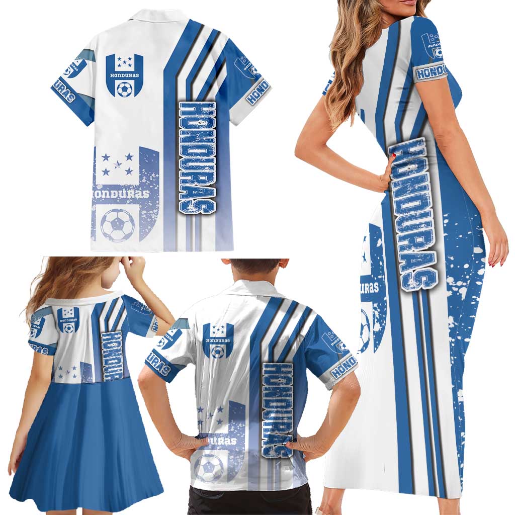 Honduras Football Family Matching Short Sleeve Bodycon Dress and Hawaiian Shirt Los Catrachos Soccer - Road To Champion