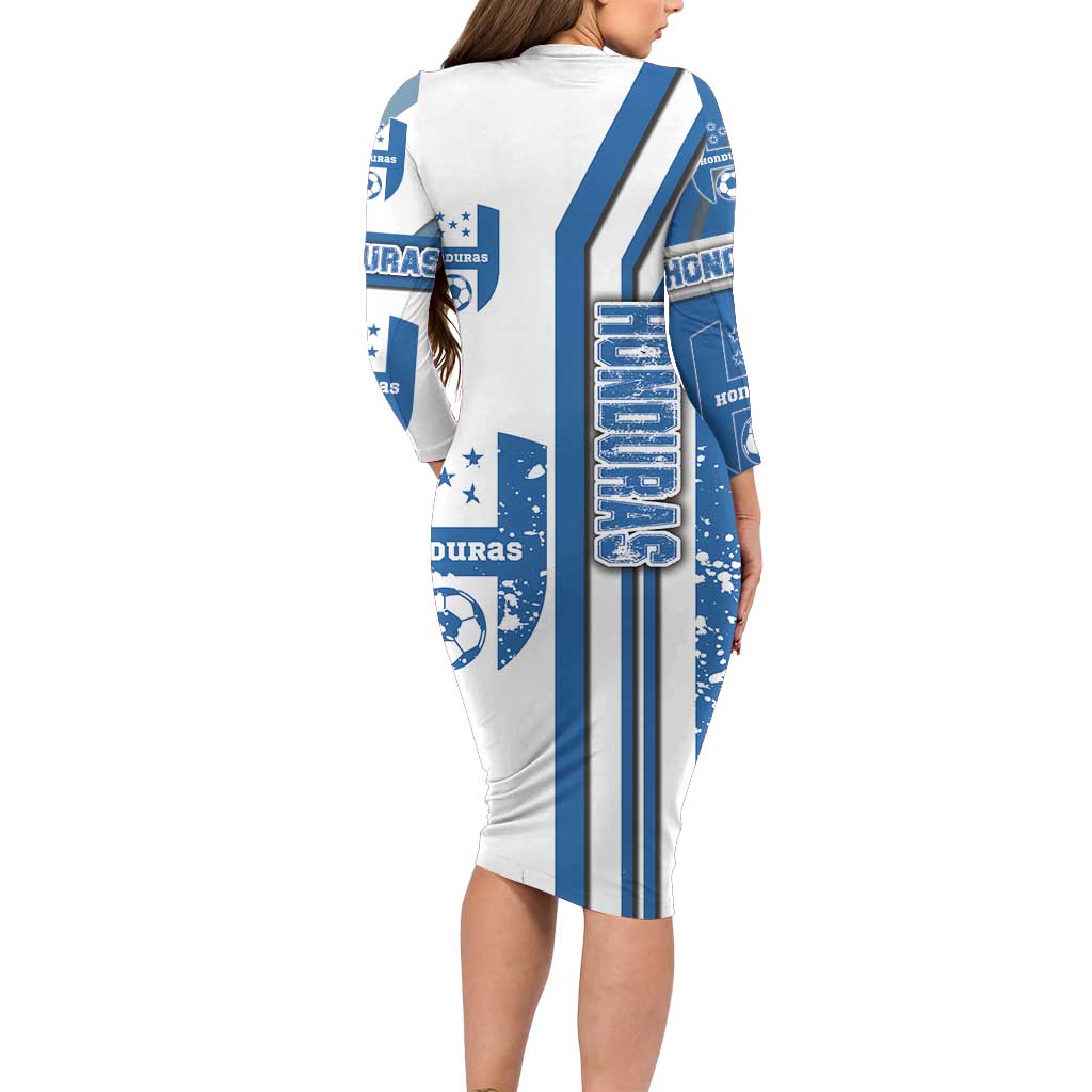 Honduras Football Long Sleeve Bodycon Dress Los Catrachos Soccer - Road To Champion