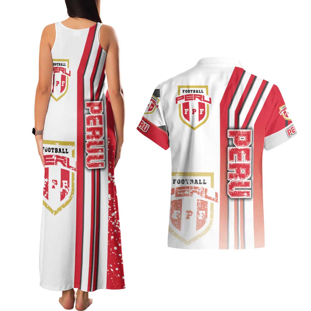Peru Football Couples Matching Tank Maxi Dress and Hawaiian Shirt La Bicolor Soccer - Road To Champion